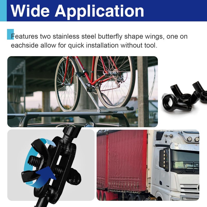 Usdrwam 20PCS M10 Metric Wing Nuts kit, Zinc Plating-Black Wing Nuts Butterfly Fasteners, Hand Twist Tighten Ear Butterfly Nut Kitfor Easy Assembly and Secure Fit Furniture - Image 5